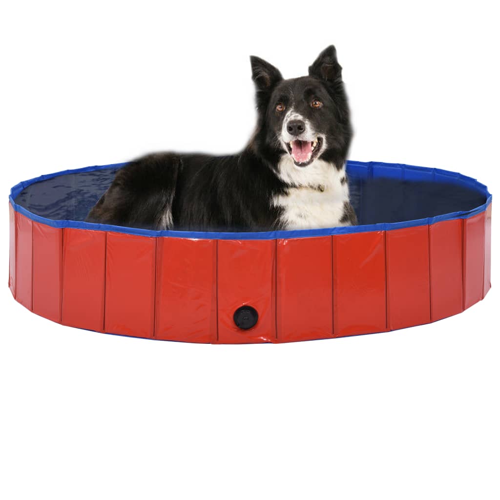 Foldable Dog Swimming Pool Red 160x30 cm PVC - Decor Base
