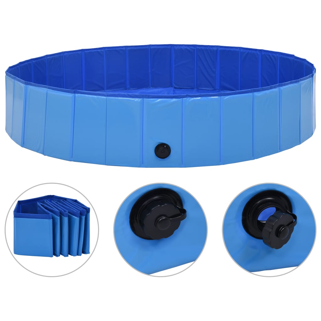 Foldable Dog Swimming Pool Blue 160x30 cm PVC - Unbeatable Bargains