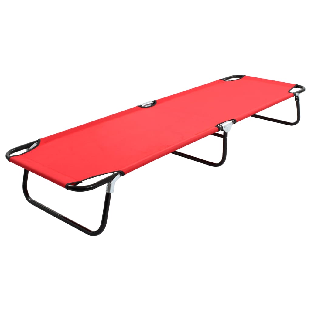 Folding Sun Lounger Red Steel - Millennium Furniture