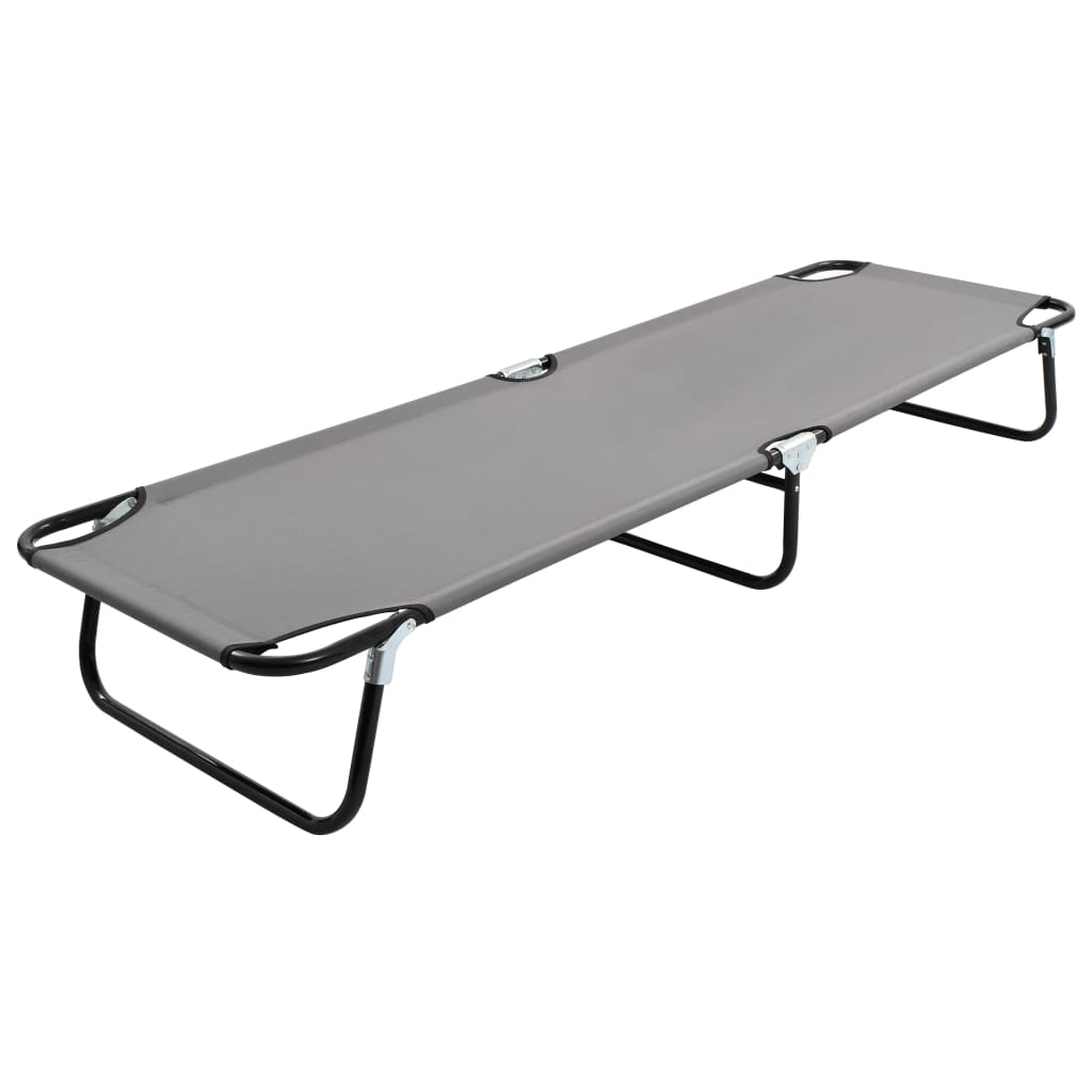 Folding Sun Lounger Grey Steel - Style and Chic