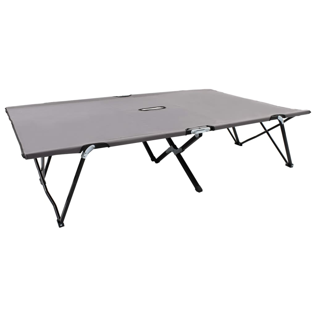 Two Person Folding Sun Lounger Grey Steel - Design Hut