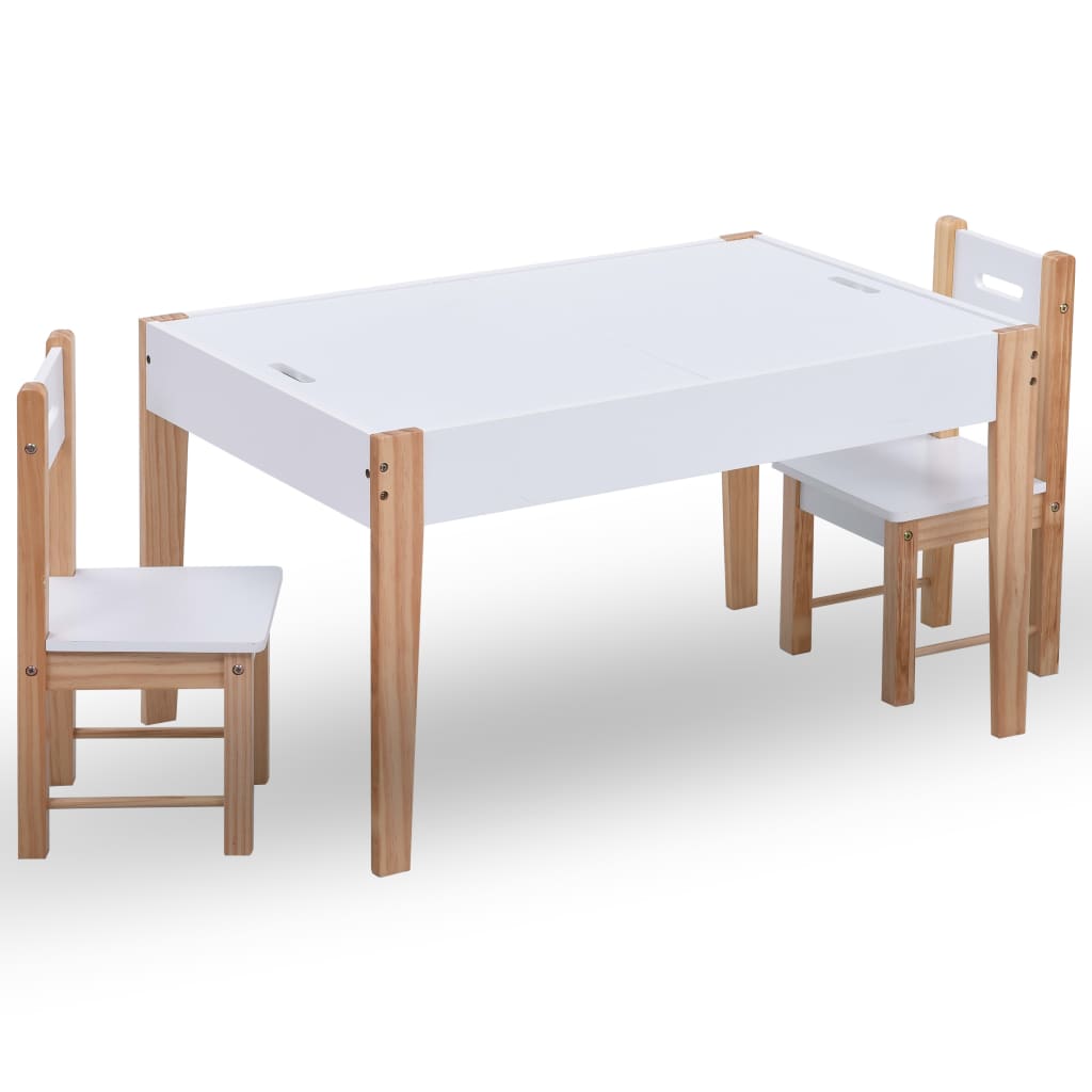 3 Piece Kids Storage Chalkboard Table Chair Set Black and White - Casper Homes