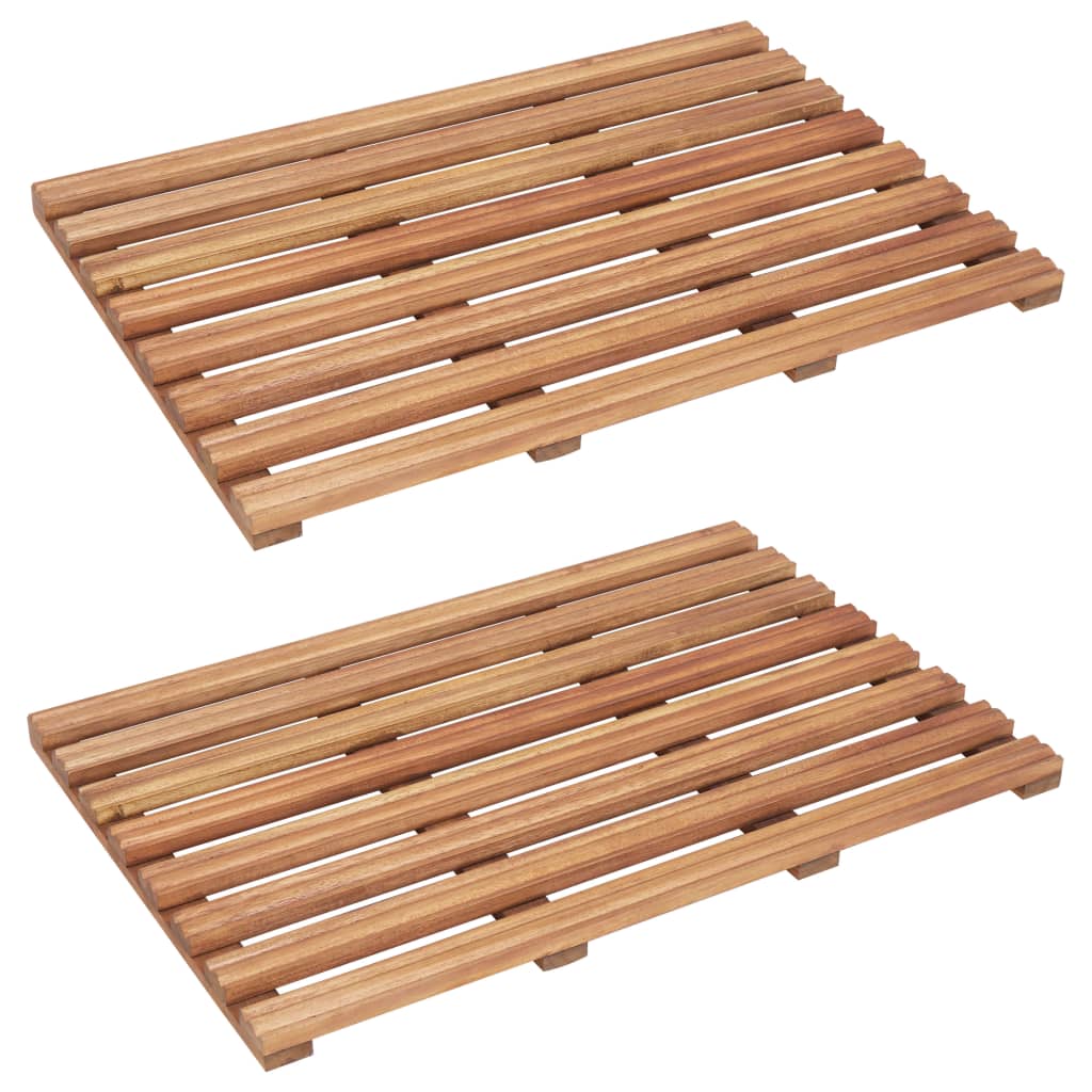 Bath Mats 2 pcs Solid Acacia Wood 56x37 cm - Brittle & Co