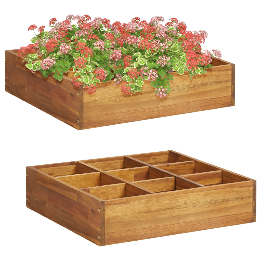 Herb Garden Raised Bed Solid Acacia Wood 60x60x15 cm - Sid & Sam