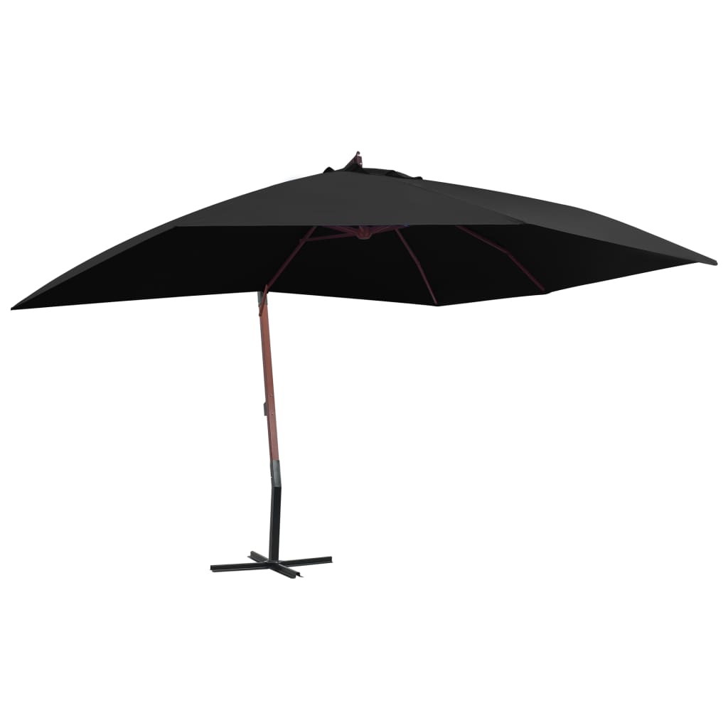Hanging Parasol with Wooden Pole 400x300 cm Black - Millennium Furniture
