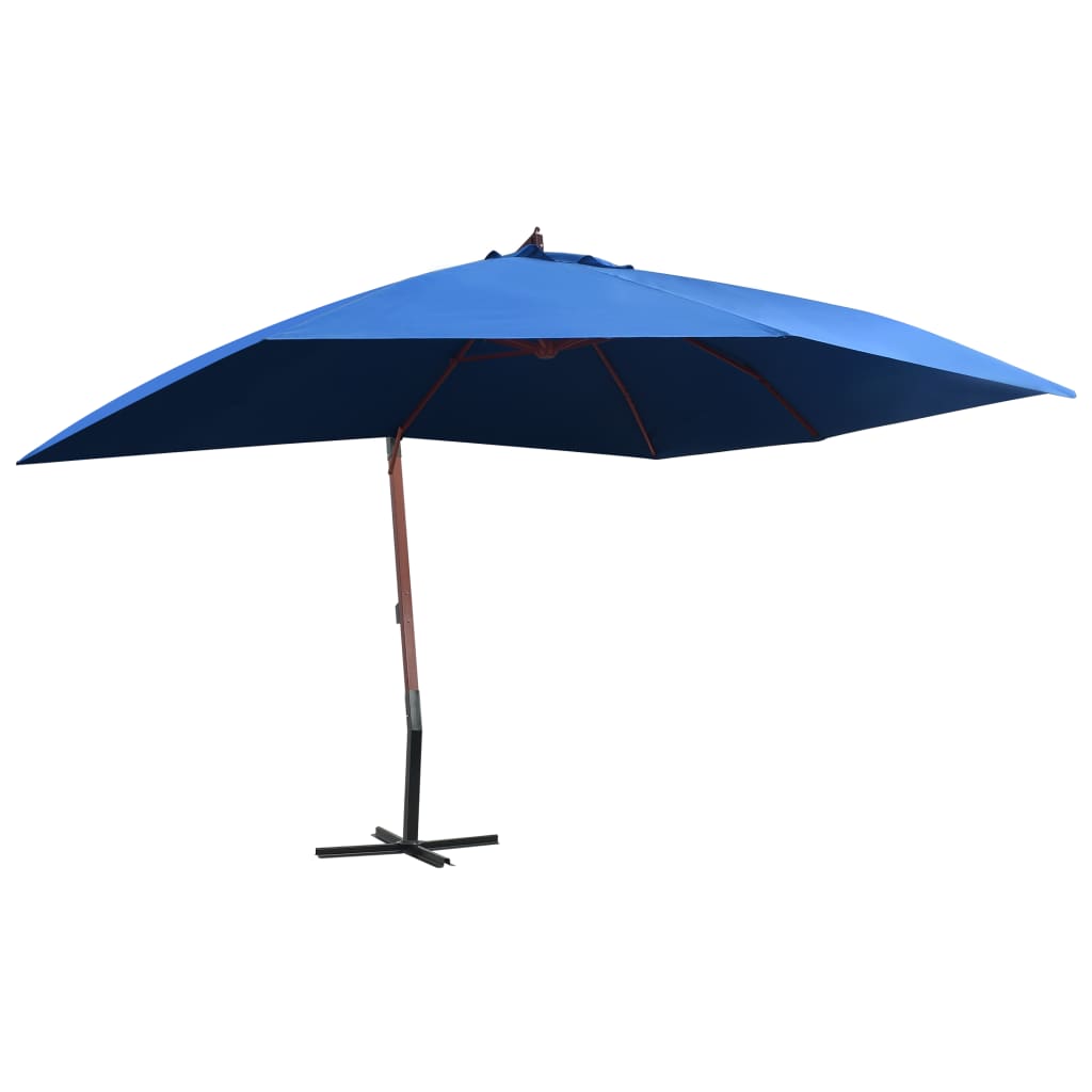 Hanging Parasol with Wooden Pole 400x300 cm Blue - Design Hut