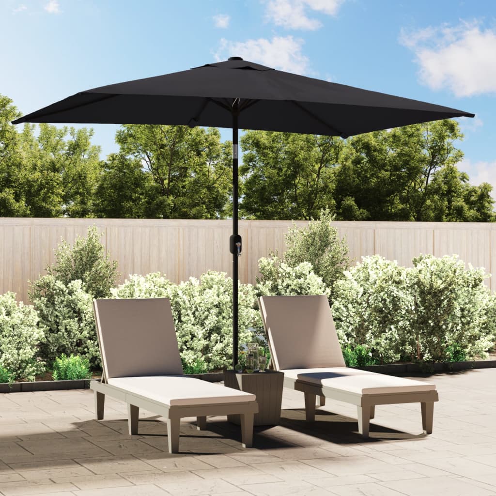 Outdoor Parasol with Metal Pole 300x200 cm Black - Discount Dealers