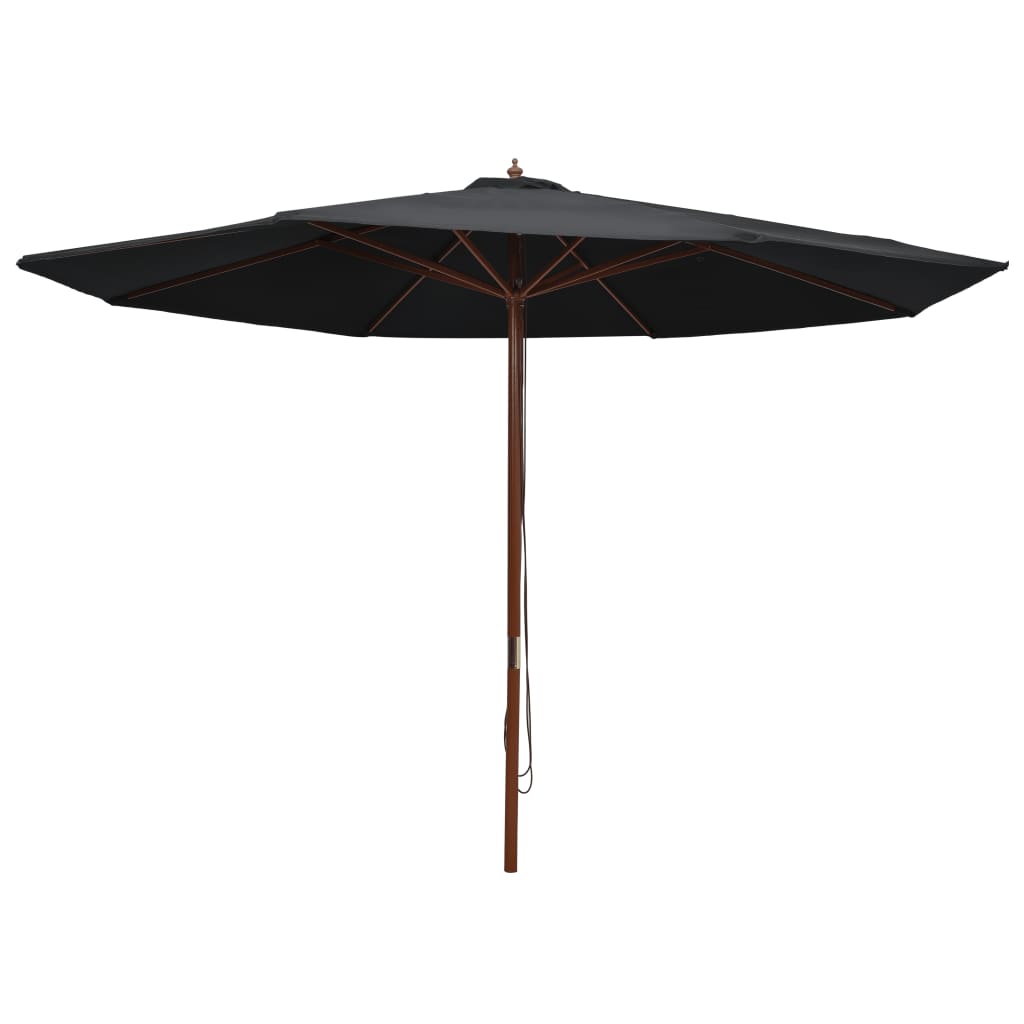Outdoor Parasol with Wooden Pole 350 cm Black - Merkel Designers