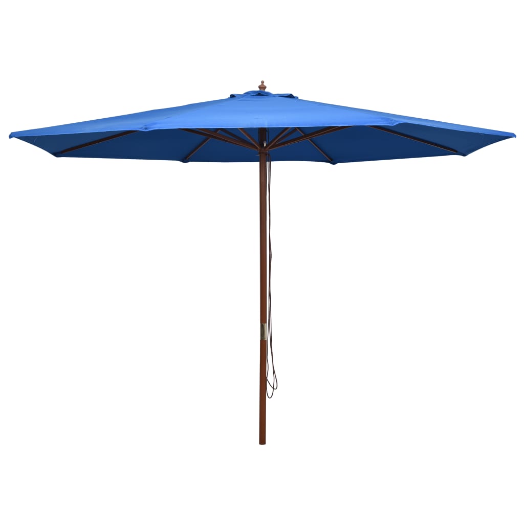 Outdoor Parasol with Wooden Pole 350 cm Blue - Decor Base