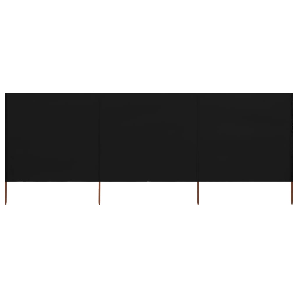 3-panel Wind Screen Fabric 400x120 cm Black - Unbeatable Bargains
