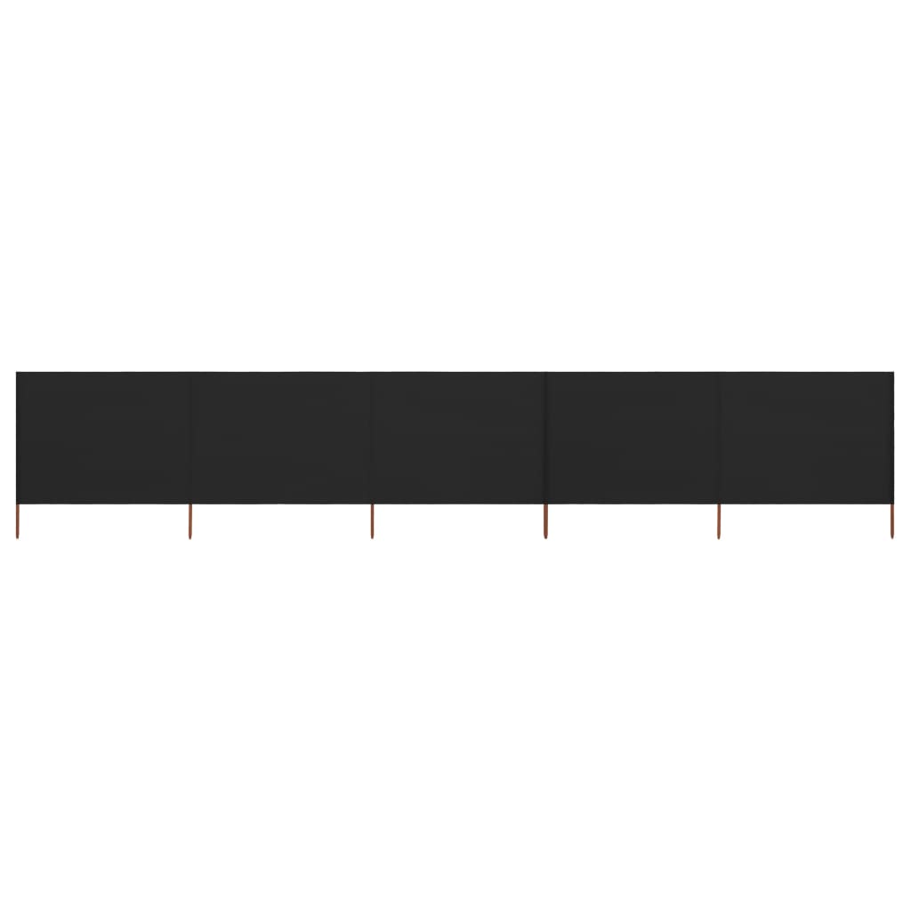 5-panel Wind Screen Fabric 600x80 cm Black - Decor Base