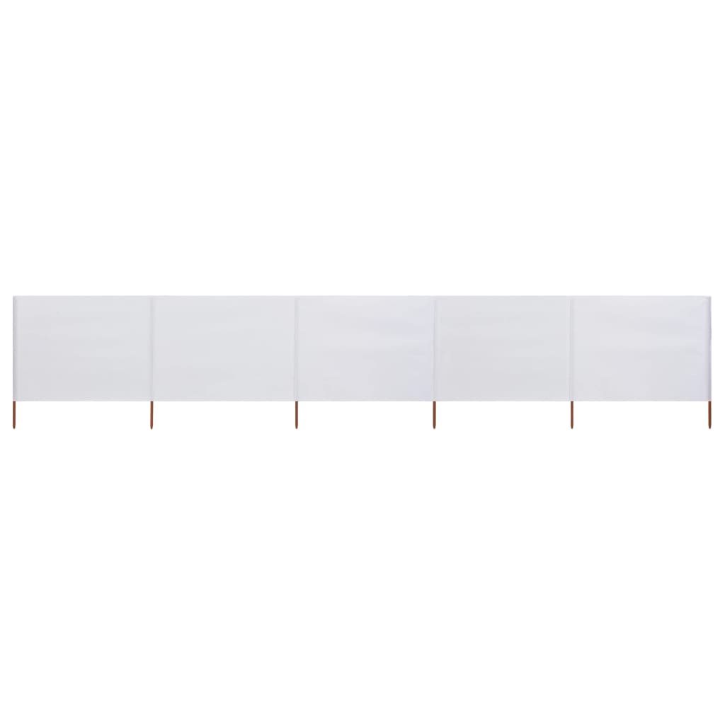 5-panel Wind Screen Fabric 600x160 cm Sand White - Decor Base