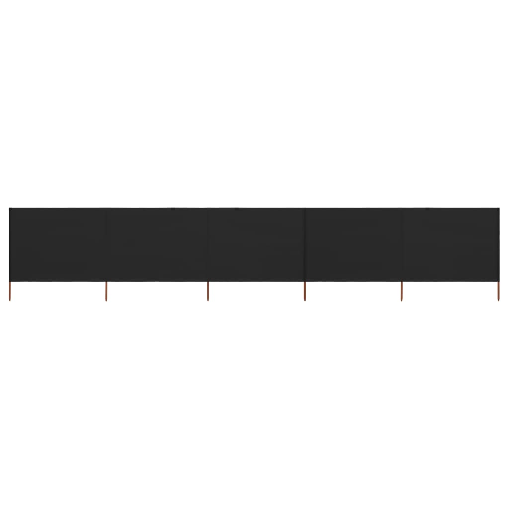 5-panel Wind Screen Fabric 600x160 cm Black - Tyrell & Tyrell