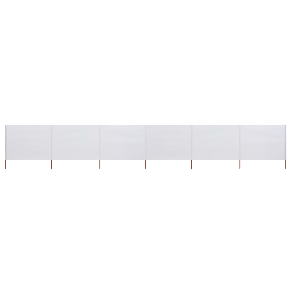6-panel Wind Screen Fabric 800x160 cm Sand White - Design Hut