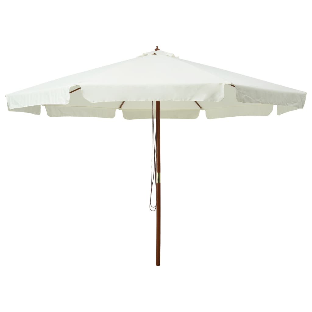Outdoor Parasol with Wooden Pole 330 cm Sand White - Design Hut