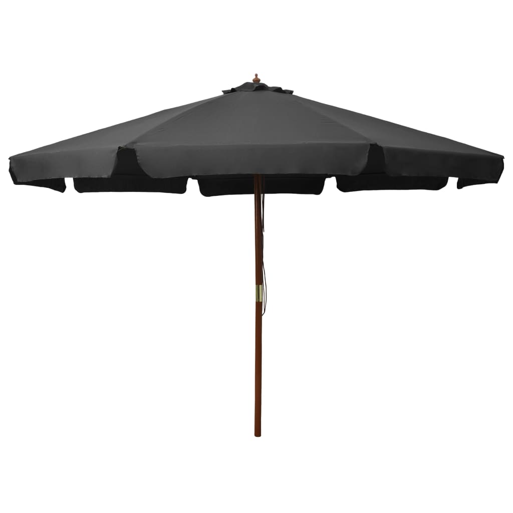 Outdoor Parasol with Wooden Pole 330 cm Anthracite - Unbeatable Bargains