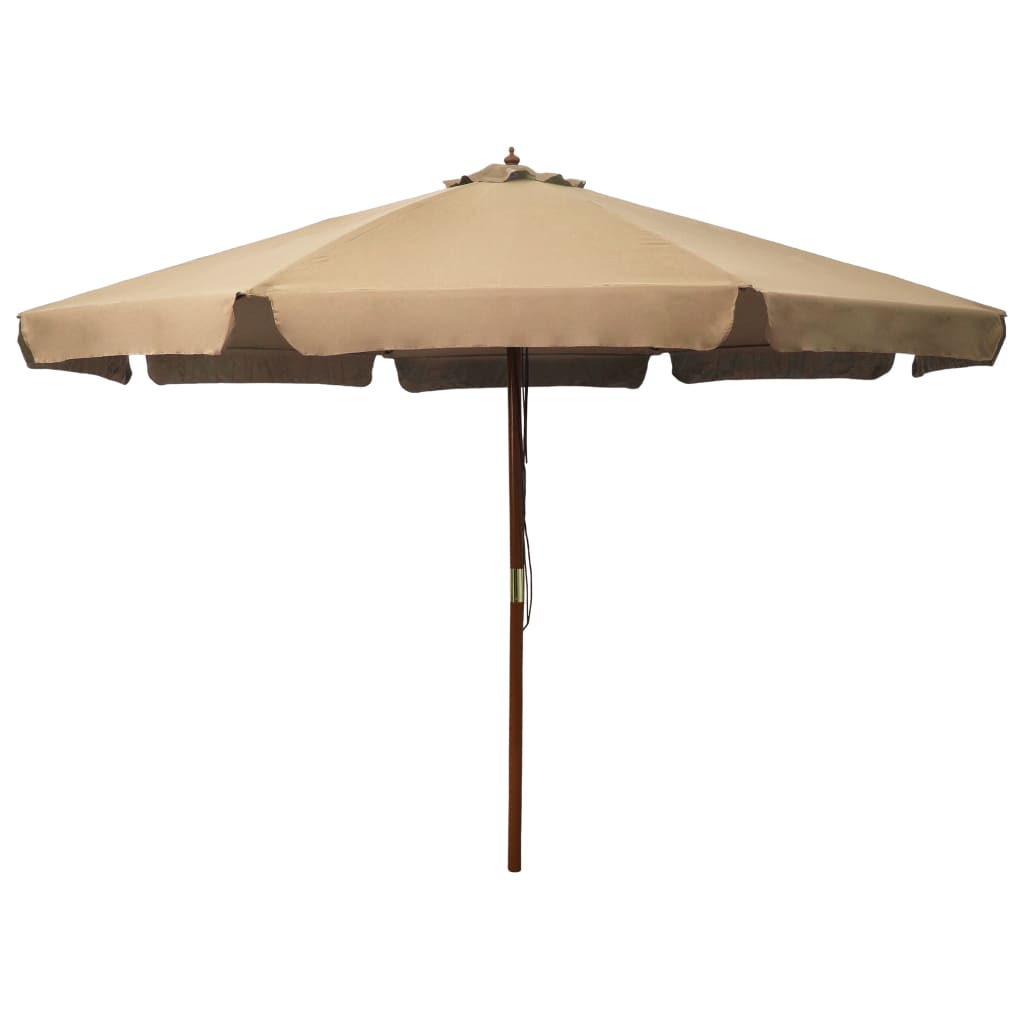Outdoor Parasol with Wooden Pole 330 cm Taupe - The Home Maker