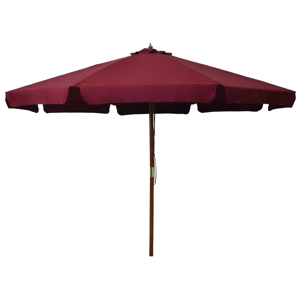 Outdoor Parasol with Wooden Pole 330 cm Burgundy - Unbeatable Bargains