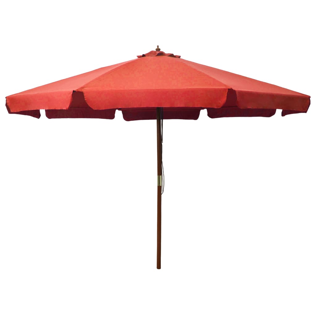 Outdoor Parasol with Wooden Pole 330 cm Terracotta - Decor Base