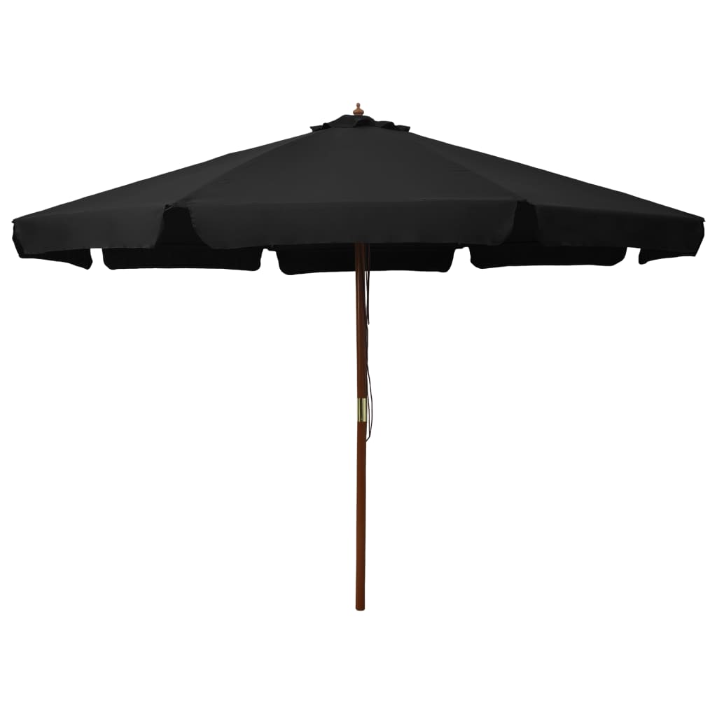 Outdoor Parasol with Wooden Pole 330 cm Black - R and M Furniture