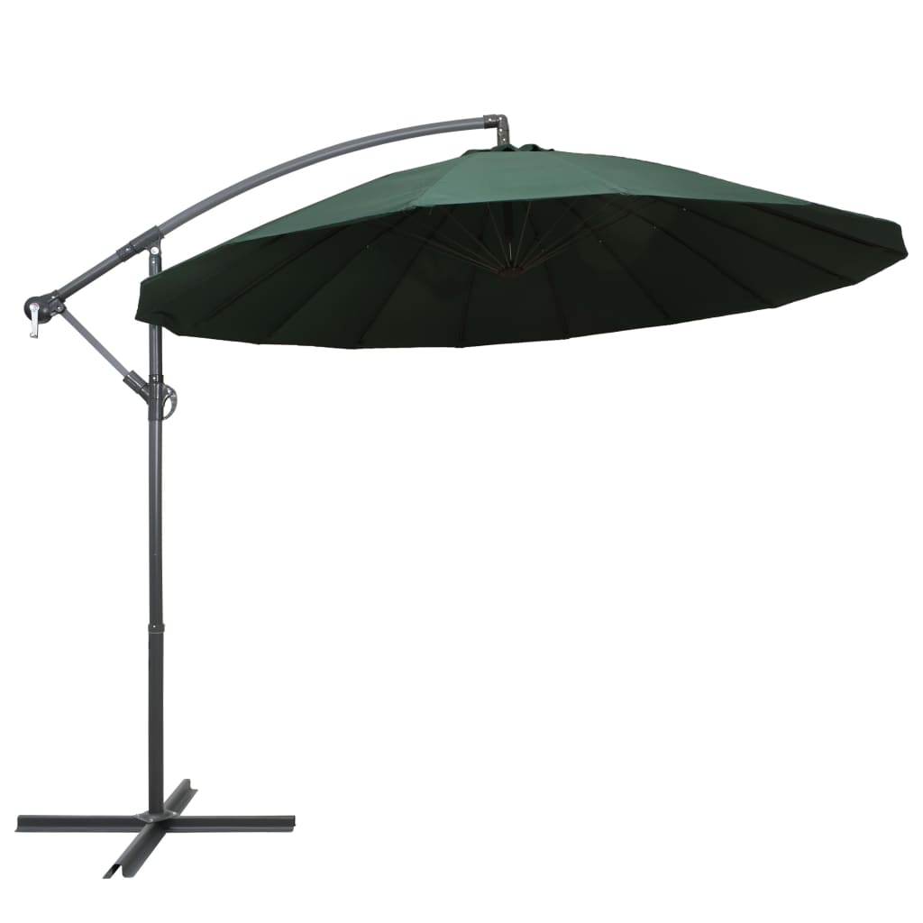 Hanging Parasol Green 3 m Aluminium Pole - Unbeatable Bargains