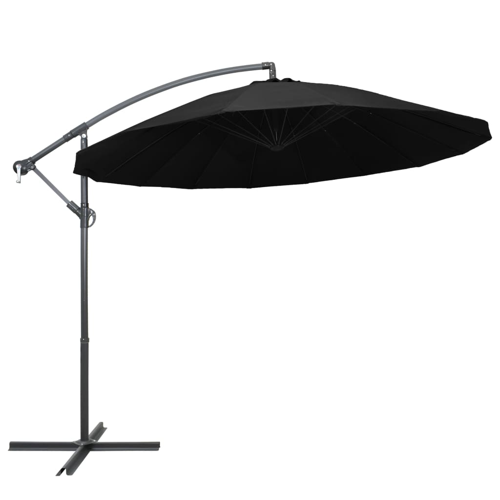Hanging Parasol Black 3 m Aluminium Pole - R and M Furniture