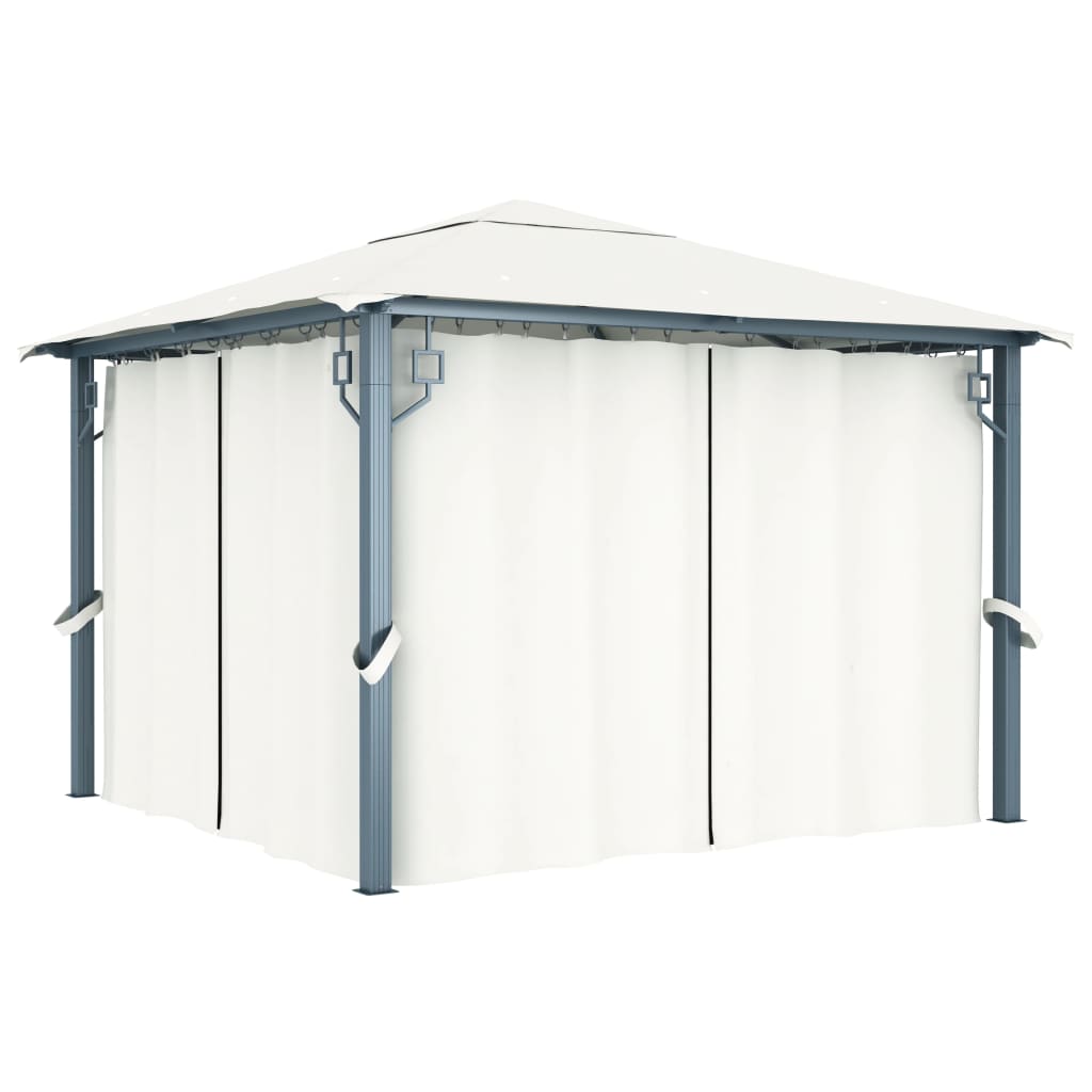 Gazebo with Curtain 300x300 cm Cream Aluminium - Sid & Sam