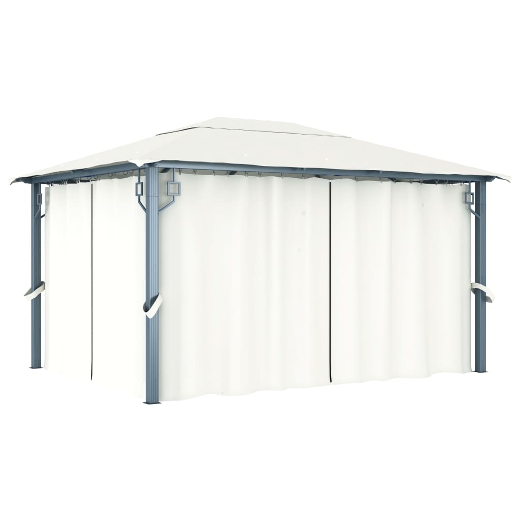 Gazebo with Curtain 400 x 300 cm Cream Aluminium - Style and Chic