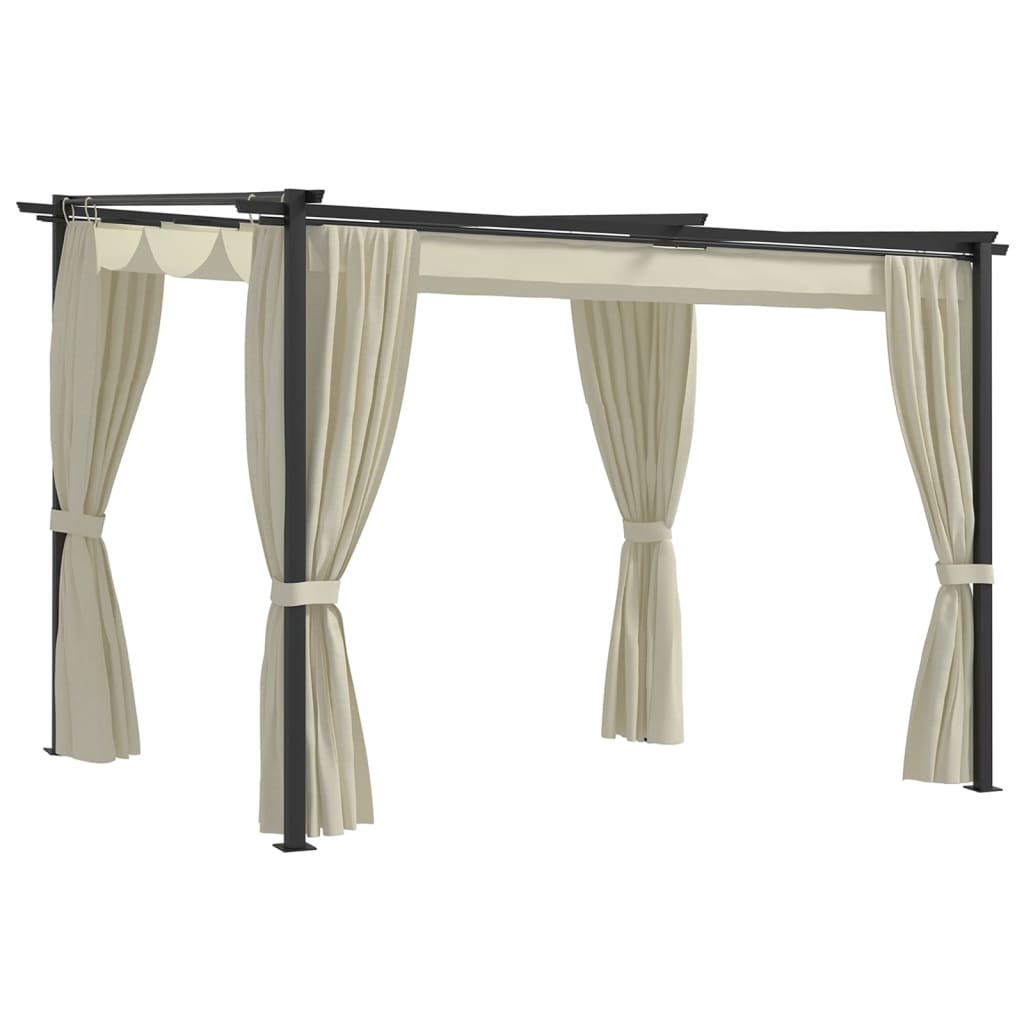 Gazebo with Curtains 3x3 m Cream Steel - Style and Chic