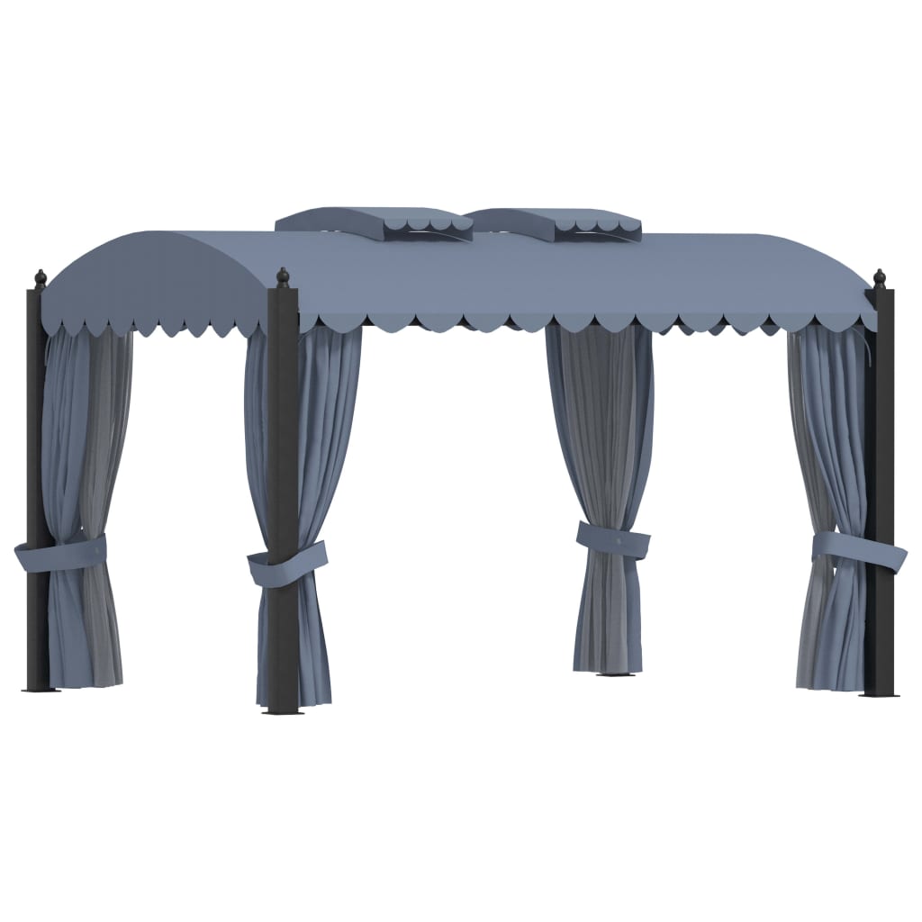 Gazebo with Curtains 3x4 m Anthracite Steel - Sid & Sam