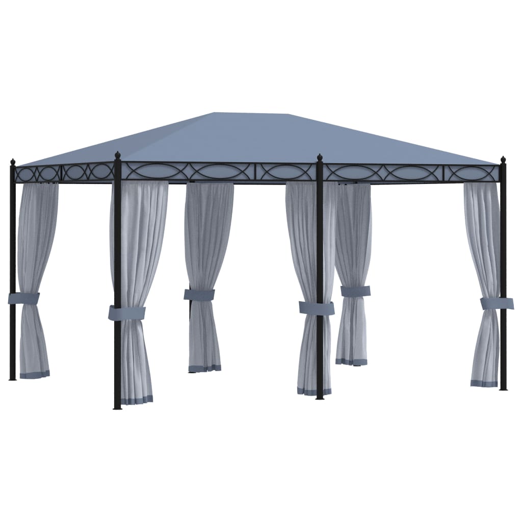 Gazebo with Mesh Screens 3x4 m Anthracite Steel - Brittle & Co