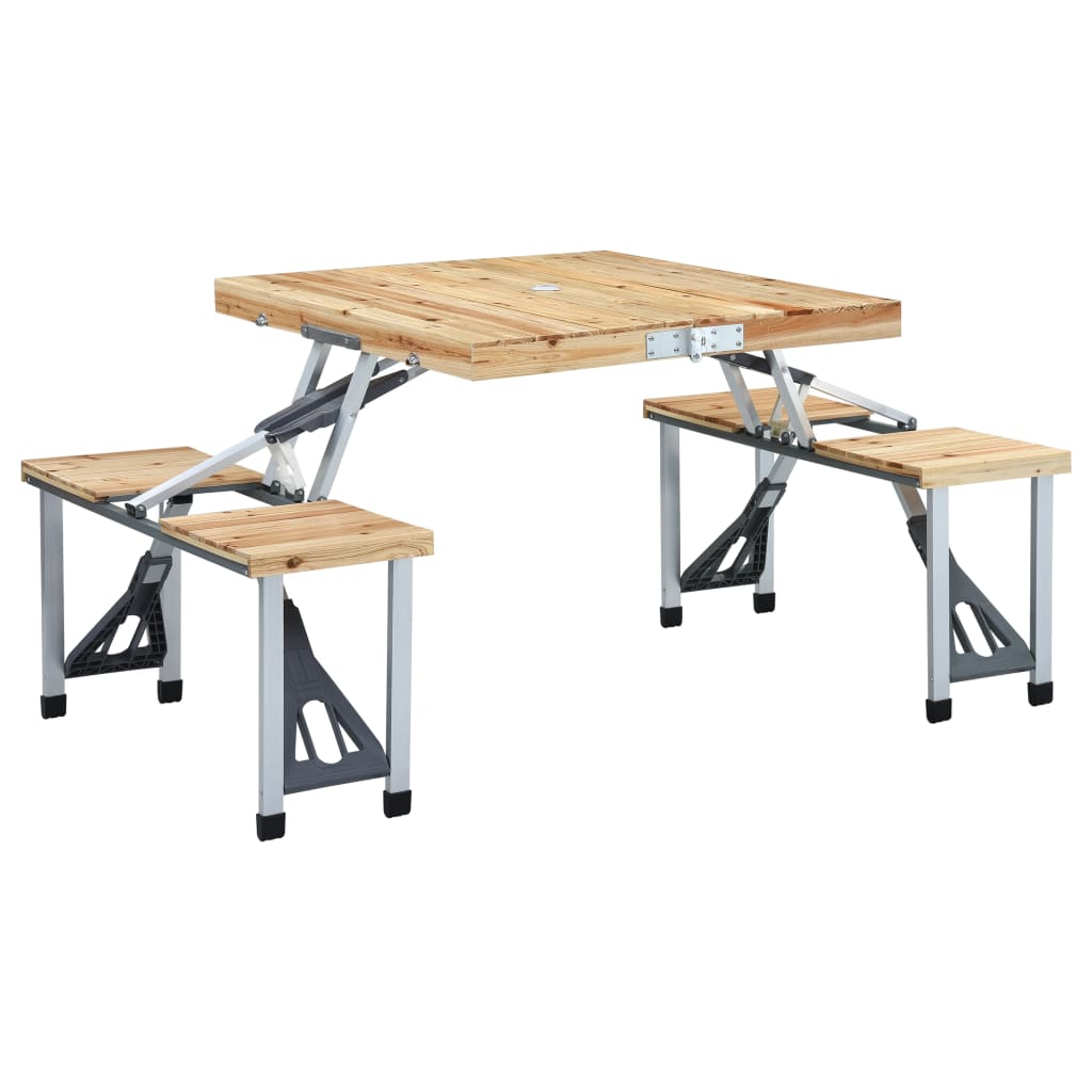 Folding Camping Table with 4 Seats Steel Aluminium - All Things Good
