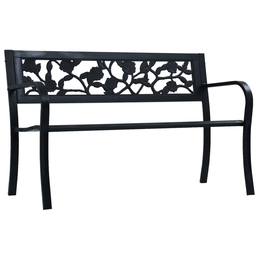 Garden Bench 125 cm Black Steel - Design Hut