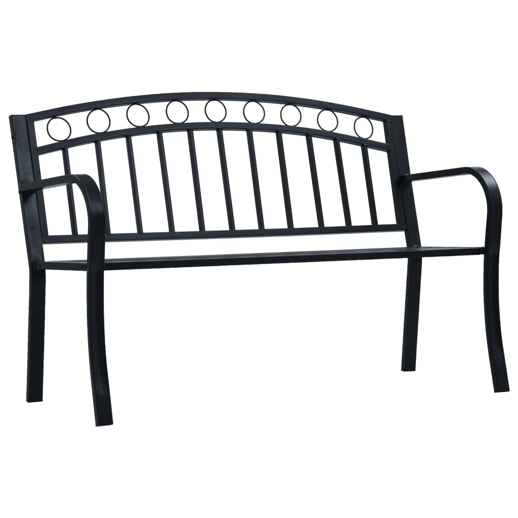 Garden Bench 125 cm Black Steel - Decor Base