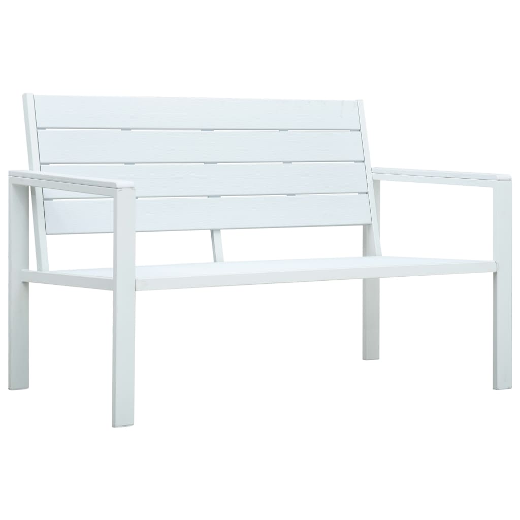 Garden Bench 120 cm HDPE White Wood Look - Discount Dealers