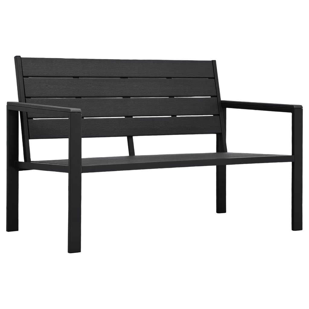 Garden Bench 120 cm HDPE Black Wood Look - All Things Good