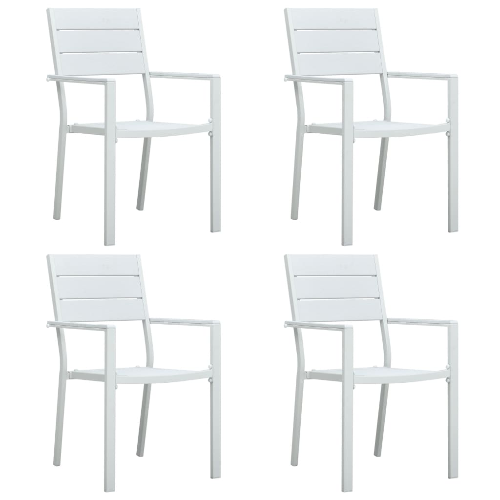 Garden Chairs 4 pcs White HDPE Wood Look - All Things Good