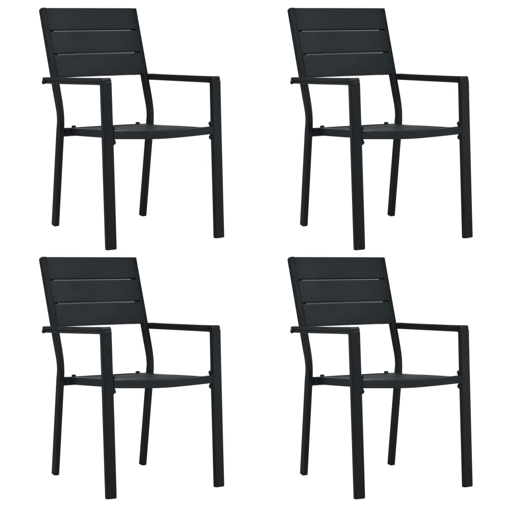 Garden Chairs 4 pcs Black HDPE Wood Look - Direct Imports