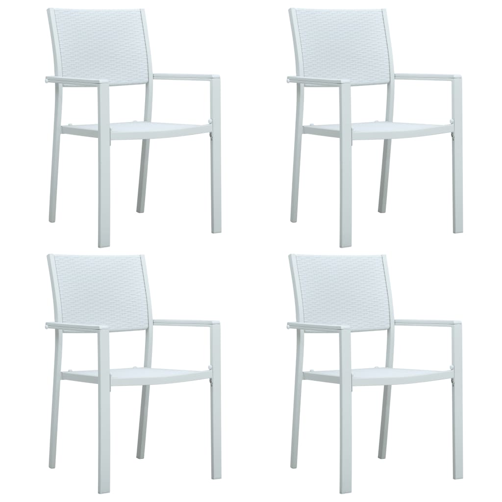 Garden Chairs 4 pcs White Plastic Rattan Look - Merlin Deals
