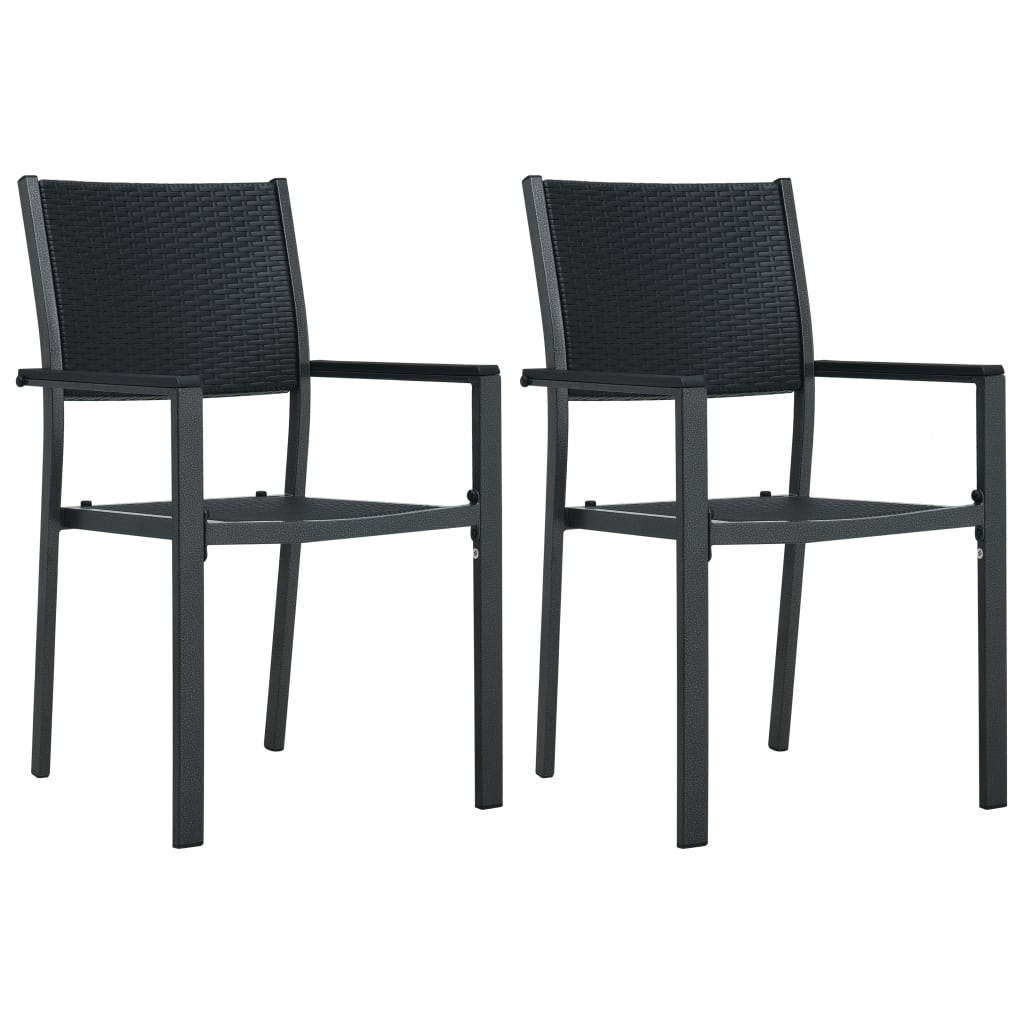 Garden Chairs 2 pcs Black Plastic Rattan Look - Brittle & Co