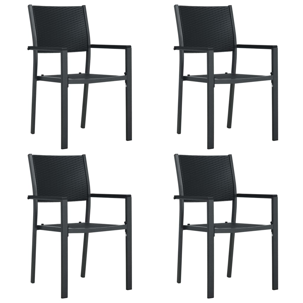Garden Chairs 4 pcs Black Plastic Rattan Look - All Things Good