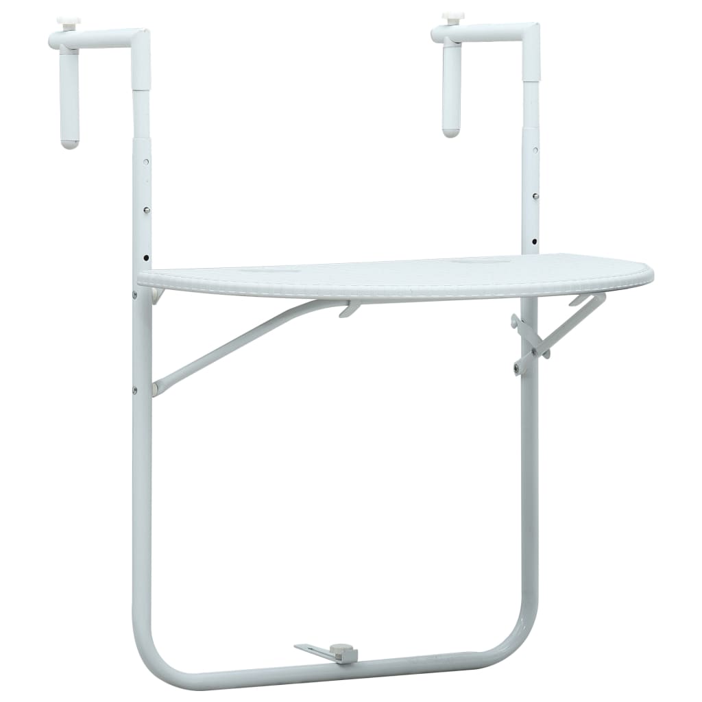 Hanging Balcony Table White 60x64x83.5 cm Plastic Rattan Look - Design Hut
