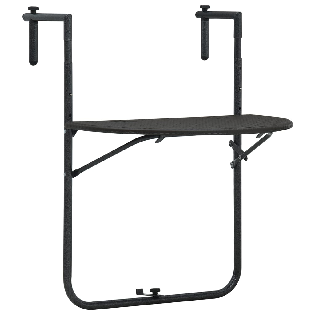 Hanging Balcony Table Brown 60x64x83.5 cm Plastic Rattan Look - Sid & Sam