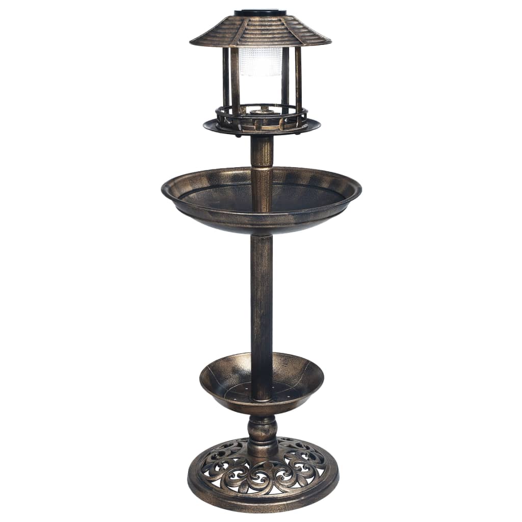Decorative Birdbath with Solar Powered LED Lights Plastic - Tyrell & Tyrell
