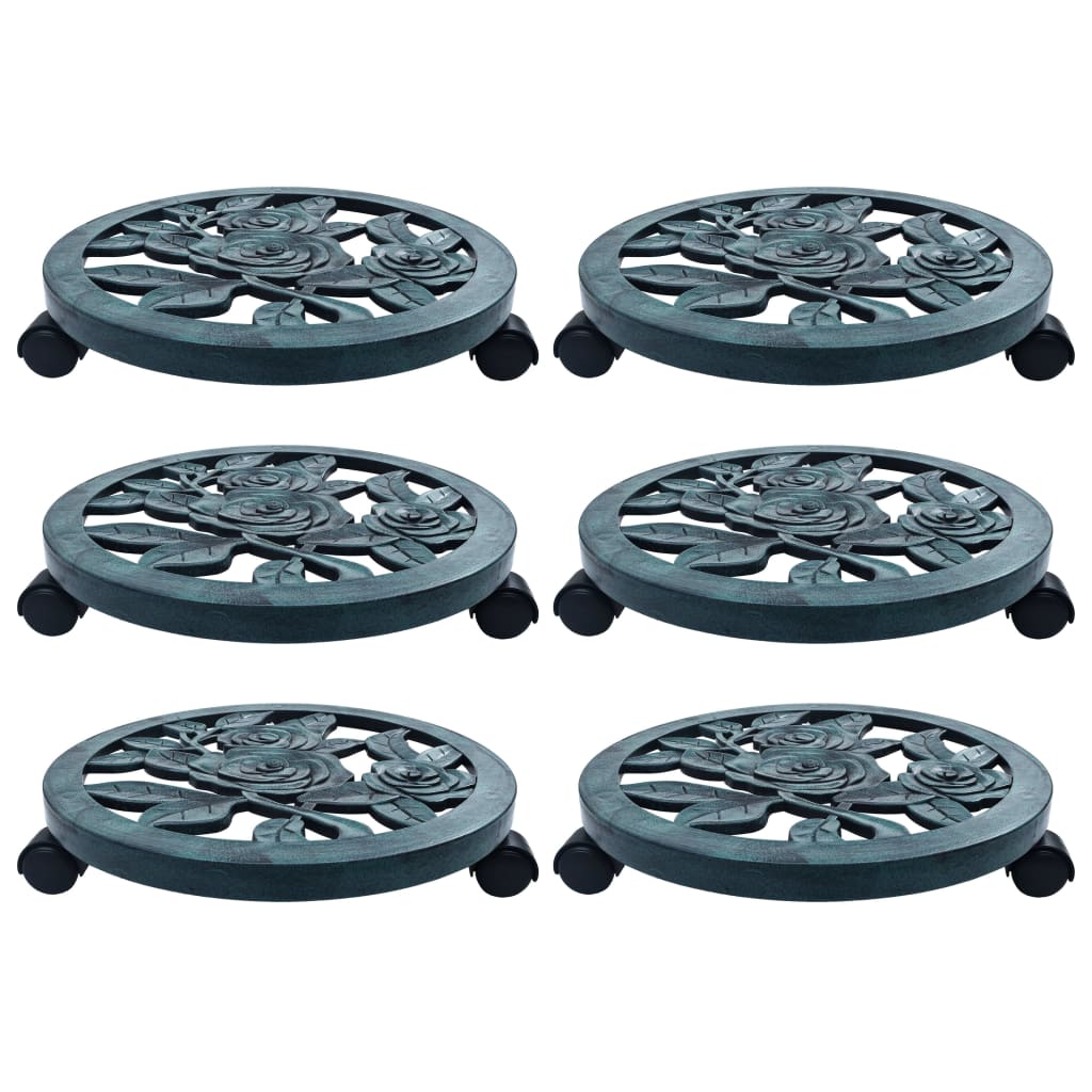 Plant Trolleys 6 pcs Green 38 cm Plastic - Tyrell & Tyrell