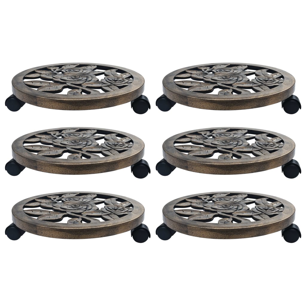 Plant Trolleys 6 pcs Bronze 38 cm Plastic - Sid & Sam