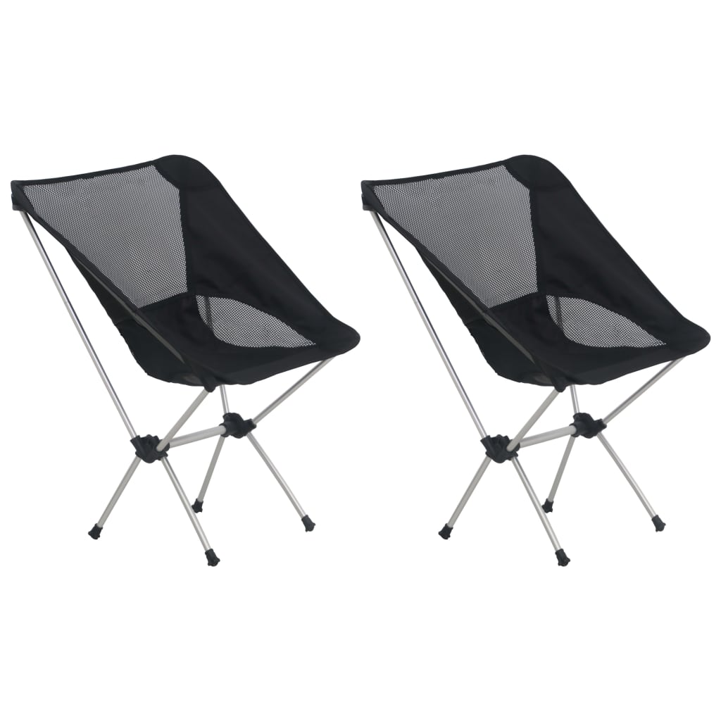 2x Folding Camping Chairs with Carry Bag 54x50x65 cm Aluminium - Design Hut
