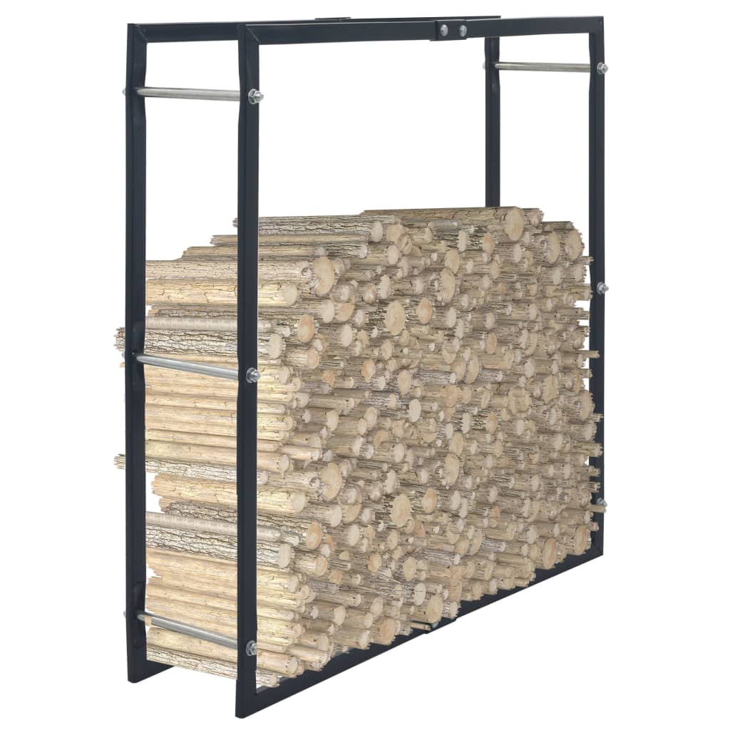 Firewood Rack Black 100x25x100 cm Steel - Decor Base