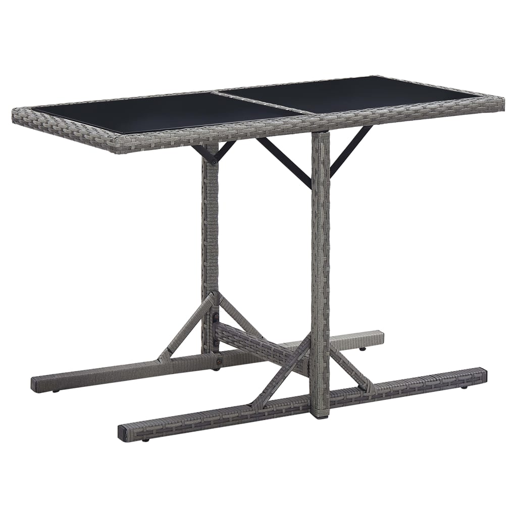 Garden Table Anthracite 110x53x72 cm Glass and Poly Rattan - Design Hut