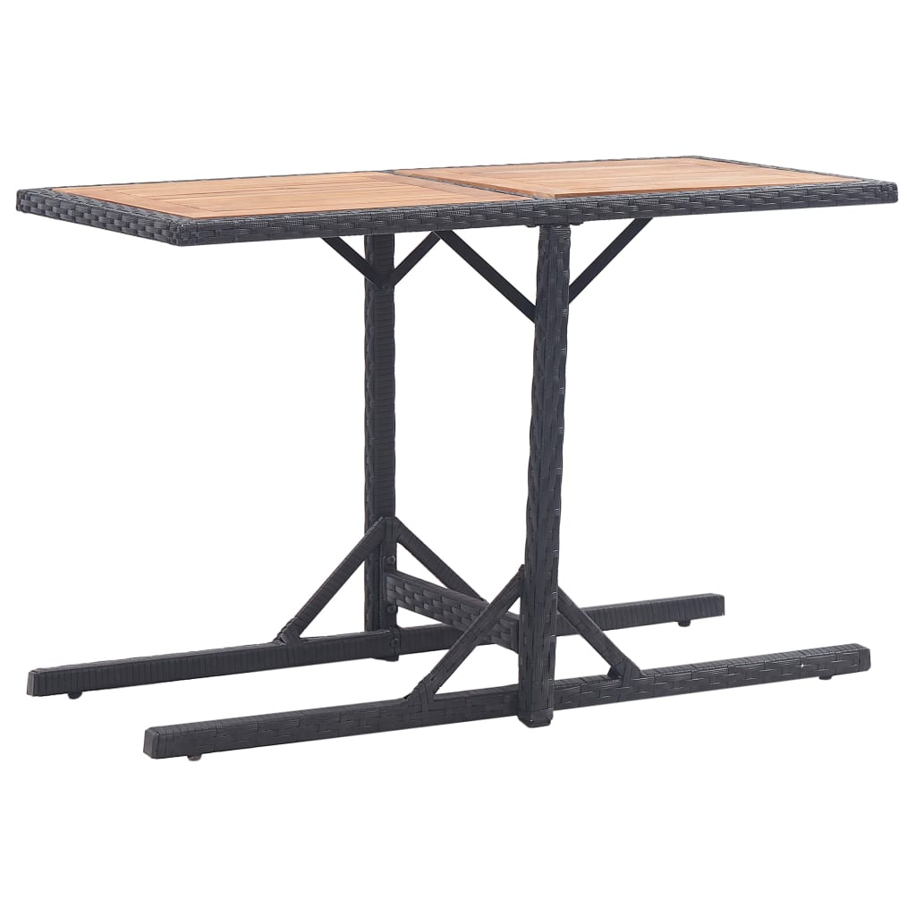 Garden Table Black Solid Acacia Wood and Poly Rattan - All Things Good